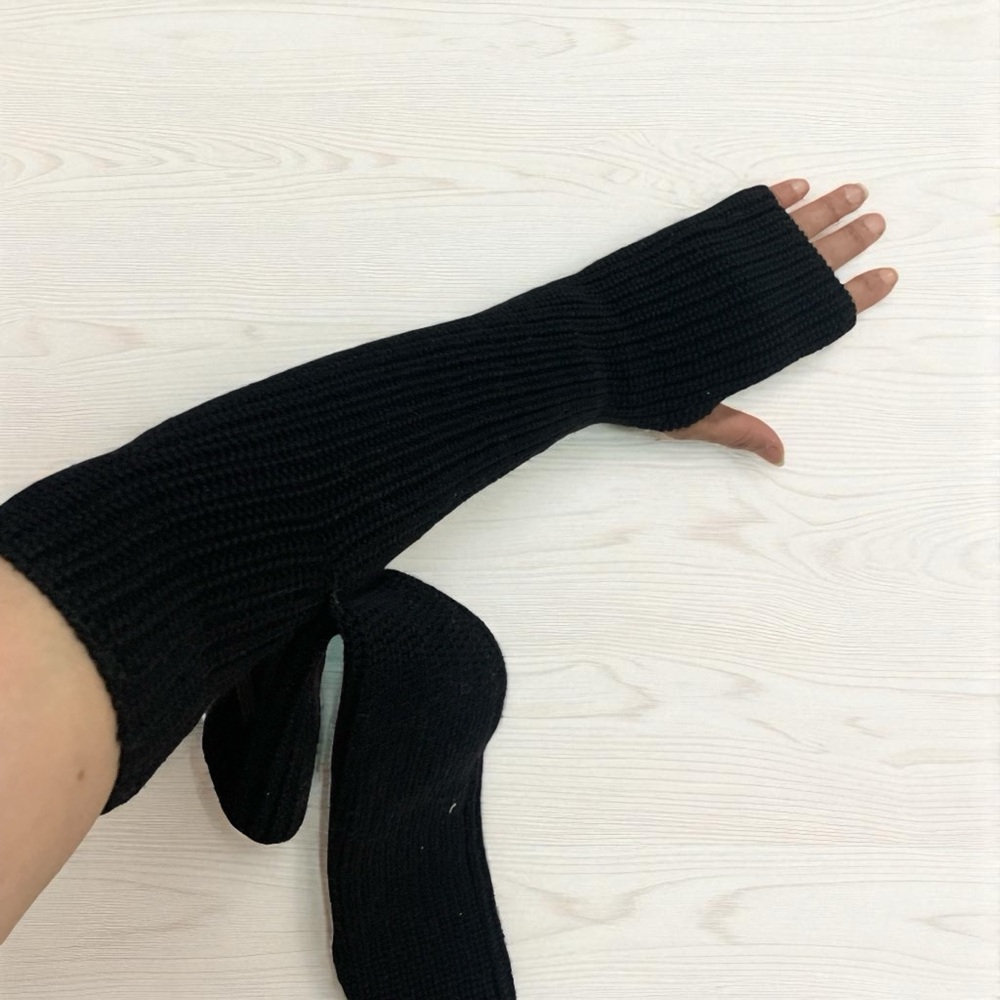 SAINT LAURENT Wool Fingerless Gloves In Black Size M